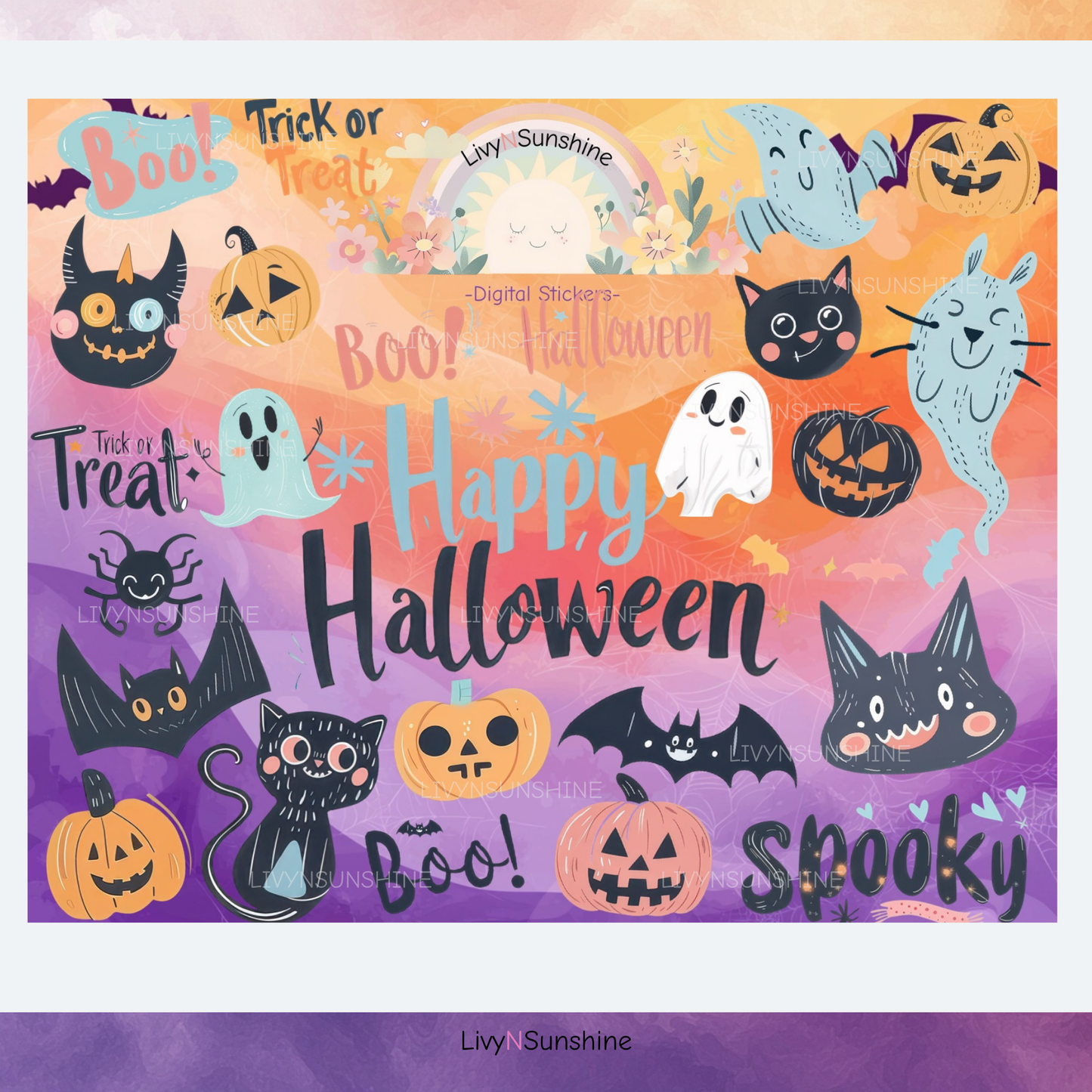 Spooky Halloween Digital Sticker Set – 27 Cute & Creepy Stickers for Planners, Journals, Digital Scrapbooks | Perfect for Halloween Fun