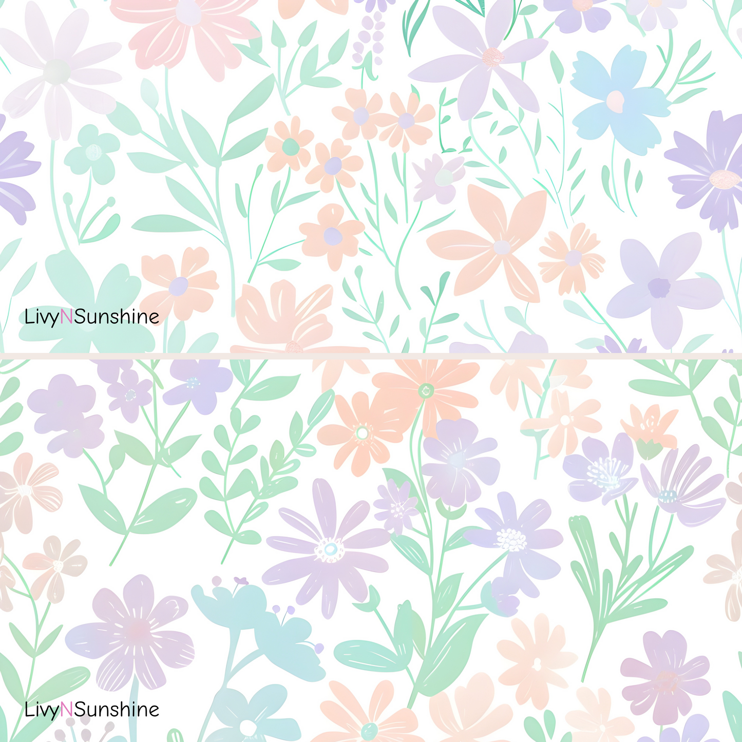 Set of 10 Seamless Tiles - Herringbone, Flower Meadow, and Terrazzo Designs