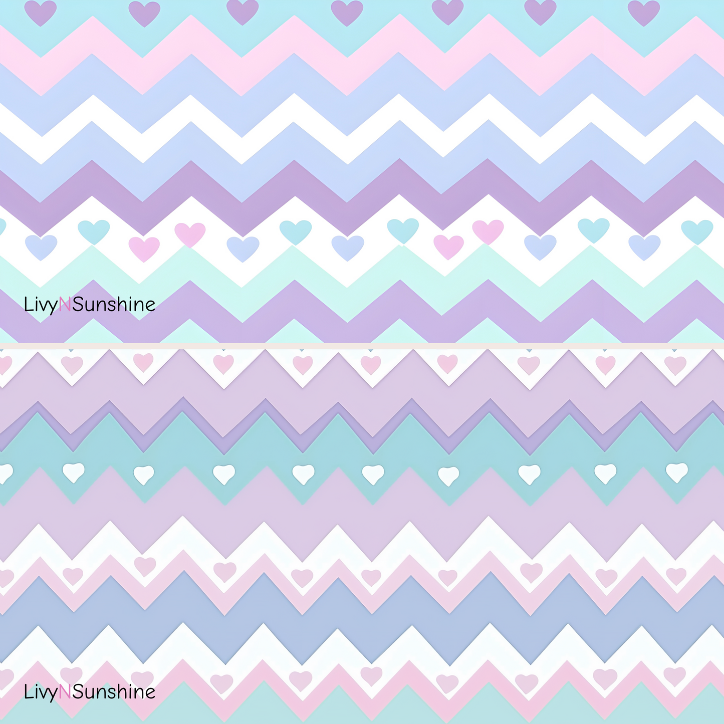 Set of 5 Kawaii Chevron Heart Tile Patterns - Seamless Digital Papers for Scrapbooking, Backgrounds