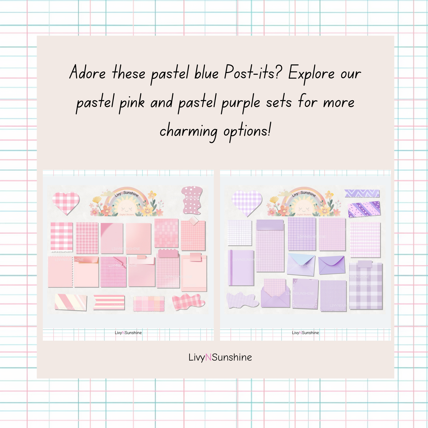 Set of 15 Pastel Blue Digital Post-its - Cute and Functional Sticky Notes for Digital Planners & Journals - PNG and Goodnotes