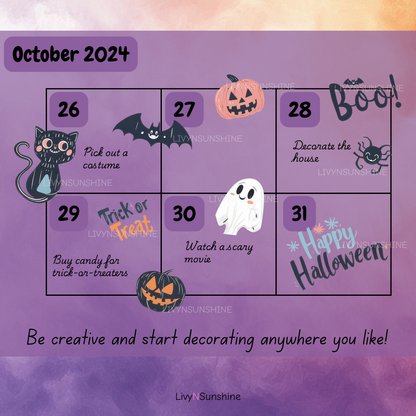 Spooky Halloween Digital Sticker Set – 27 Cute & Creepy Stickers for Planners, Journals, Digital Scrapbooks | Perfect for Halloween Fun