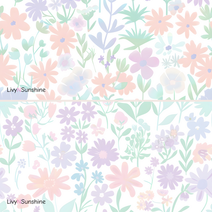 Set of 10 Seamless Tiles - Herringbone, Flower Meadow, and Terrazzo Designs