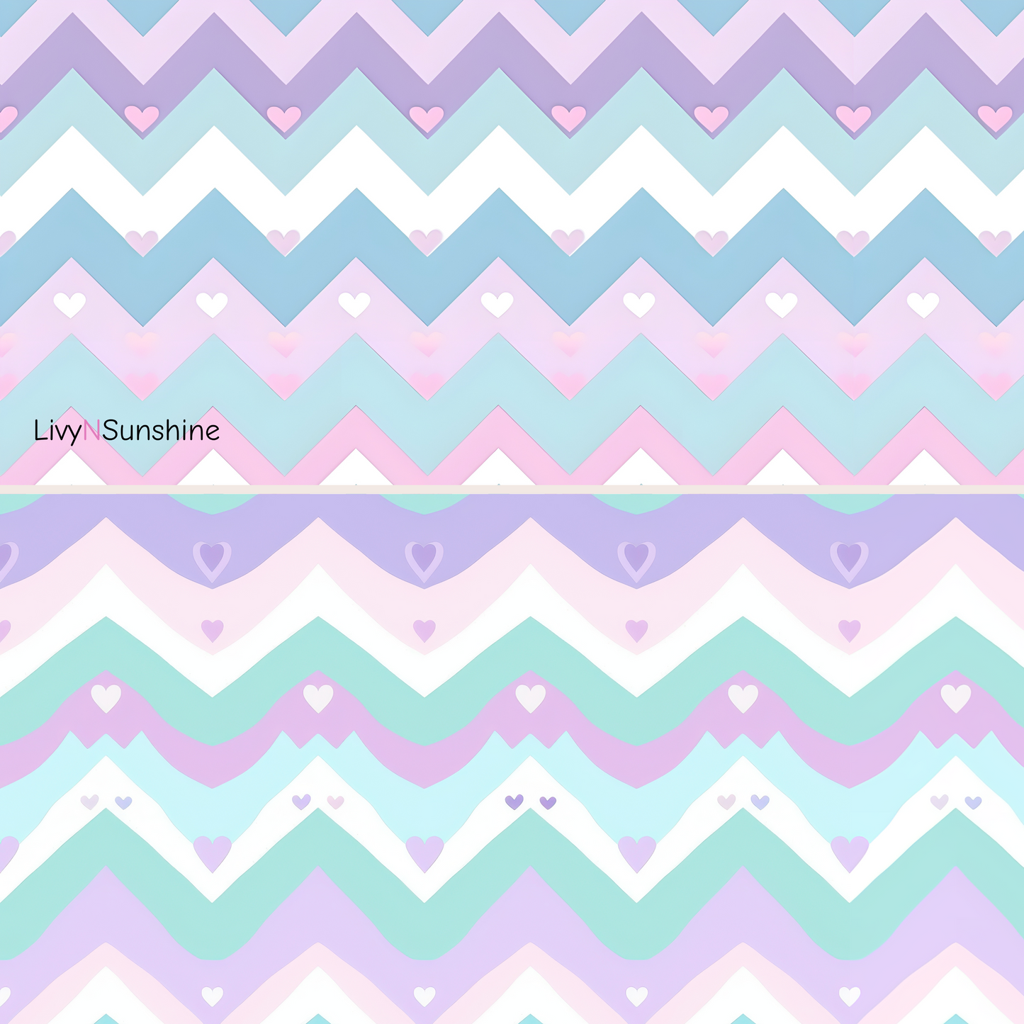 Set of 5 Kawaii Chevron Heart Tile Patterns - Seamless Digital Papers for Scrapbooking, Backgrounds