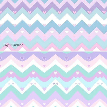 Set of 5 Kawaii Chevron Heart Tile Patterns - Seamless Digital Papers for Scrapbooking, Backgrounds