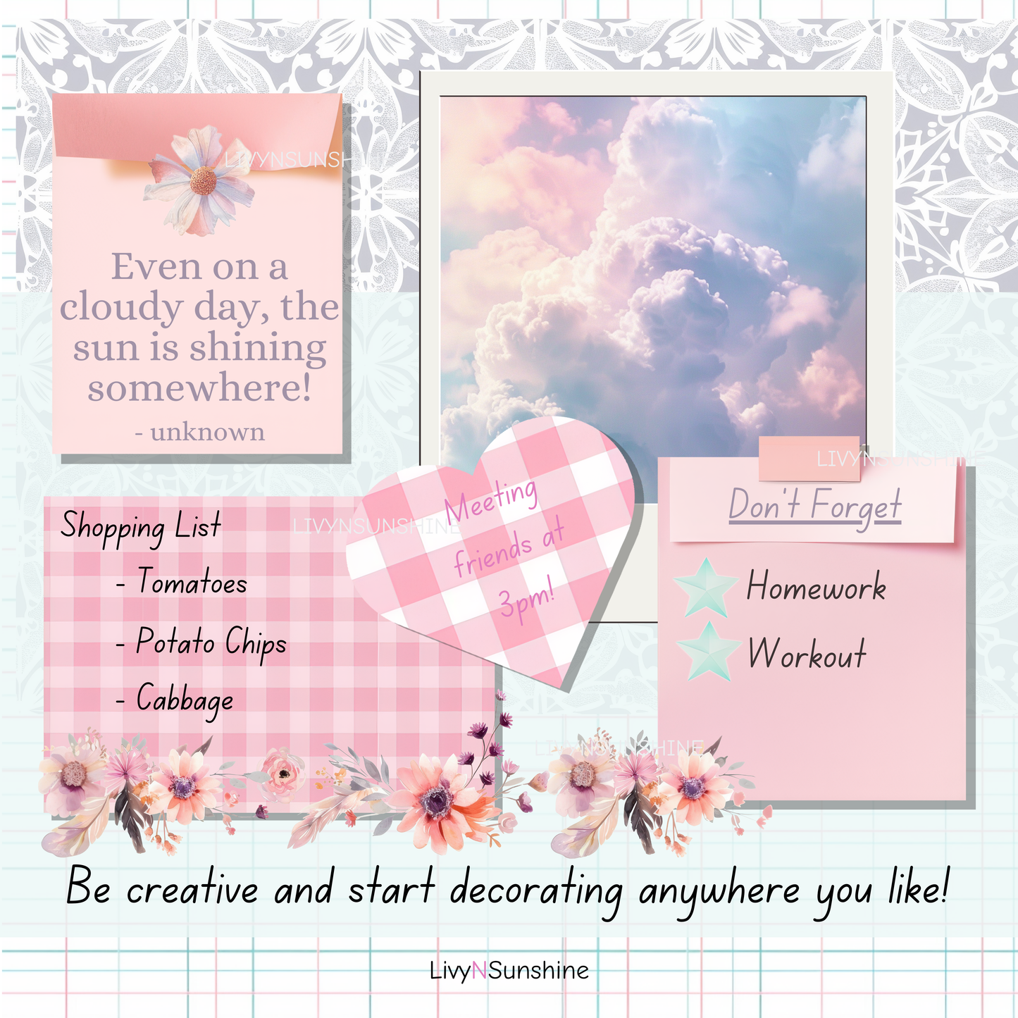 Set of 18 Pastel Pink Digital Post-its - Cute and Functional Sticky Notes for Digital Planners & Journals - PNG and Goodnotes