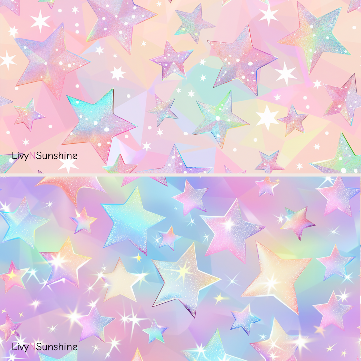 Set of 8 Holographic Stars Seamless Tiles - Ideal for Digital Scrapbooking, Printing, and Design Projects