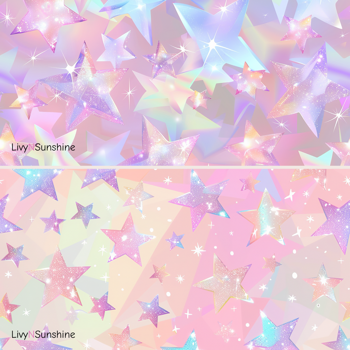 Set of 8 Holographic Stars Seamless Tiles - Ideal for Digital Scrapbooking, Printing, and Design Projects