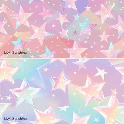 Set of 8 Holographic Stars Seamless Tiles - Ideal for Digital Scrapbooking, Printing, and Design Projects