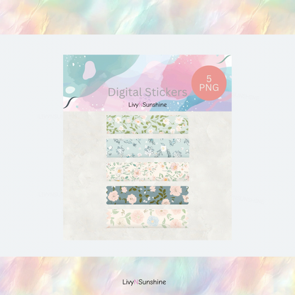 Free 5 Floral Washi Tape Digital Stickers for GoodNotes – Perfect for Planners & Journals