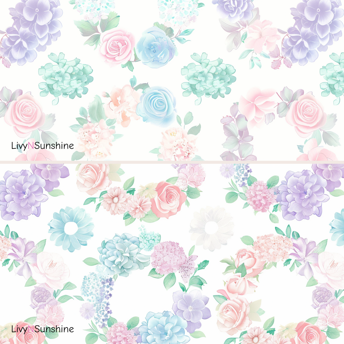 High-Resolution Floral Wreath Seamless Tile Pattern - Perfect for Digital Scrapbooking and Design Projects