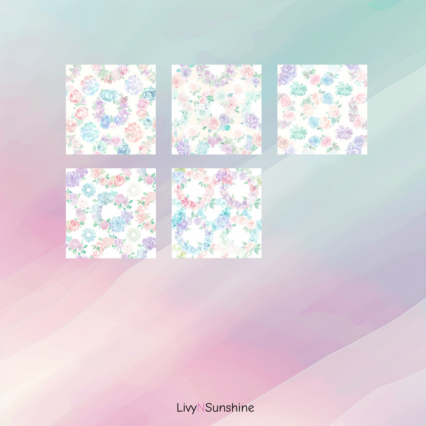 High-Resolution Floral Wreath Seamless Tile Pattern - Perfect for Digital Scrapbooking and Design Projects