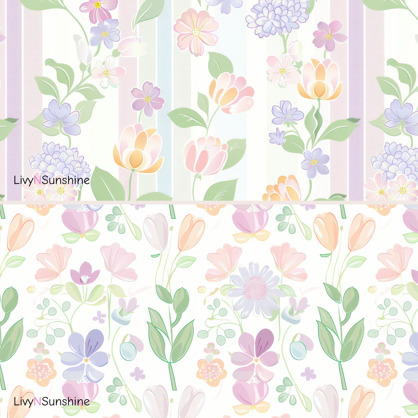 Set of 8 Pastel Floral Prints Seamless Tiles - Perfect for Digital and Print Projects